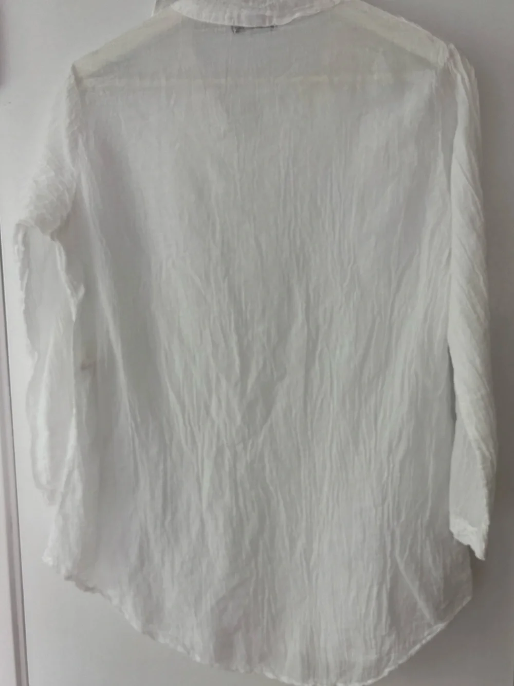 Made in Italy White Cotton Gauze Blouse S Crinkled Sheer Lightweight Relaxed Fit - Picture 5 of 11